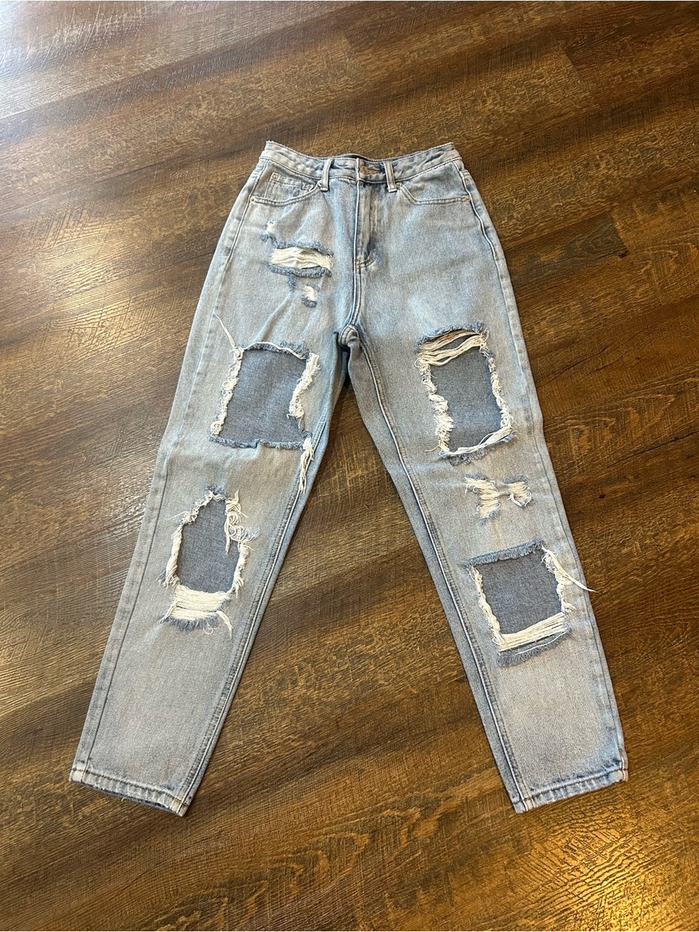 White Fox Boutique Light Blue Distressed Women's Relaxed Jeans